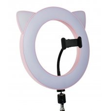 Лампа кольцевая круглая с ушками " розовая кошка" 27 см 