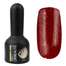 Гель-лак Lilly Beaute №126, 12 мл бордовыцй с золотыми блестками 