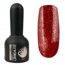 Гель-лак Lilly Beaute №132, 12 мл красно-малиновый с золотыми блестками