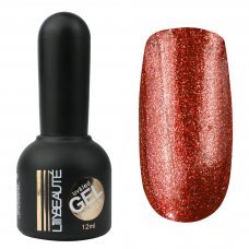 Гель-лак Lilly Beaute №133, 12 мл красно-малиновый с золотыми блестками