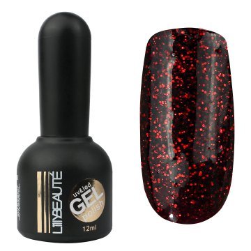 Гель-лак Lilly Beaute №139, 12 мл темное марсало с красными блестками