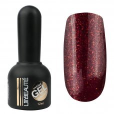 Гель-лак Lilly Beaute №140, 12 мл насыщенное марсало с красными блестками