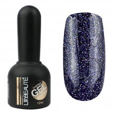 Гель-лак Lilly Beaute №148, 12 мл темно синий с фиолетовым оттенком и блестками