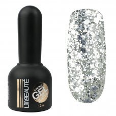 Гель-лак Lilly Beaute №156, 12 мл полупрозрачный с круными серебристыми блестками Гель-лак Lilly Beaute №156, 12 мл полупрозрачный с круными серебристыми блестками