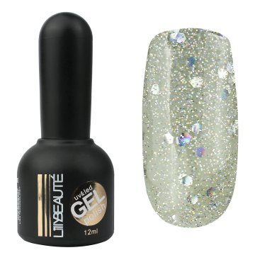 Гель-лак Lilly Beaute №162, 12 мл полупрозрачный с крупным голографическим мерцанием 