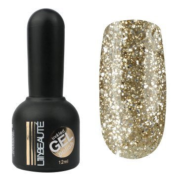 Гель-лак Lilly Beaute №163, 12 мл золото с серебром мелкие блестки 