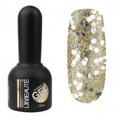 Гель-лак Lilly Beaute №165, 12 мл золотые блестки и серебряные гексагон Гель-лак Lilly Beaute №165, 12 мл золотые блестки и серебряные гексагон