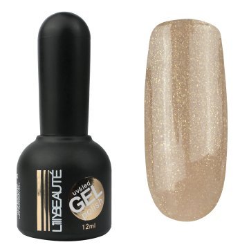 Гель-лак Lilly Beaute №184, 12 мл карамель с золотыми блестками