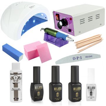 Набор мастера маникюра с гель-лаками, лампой SUN ONE 54 вт и Фрезером Lina Mercedes 25000 65вт