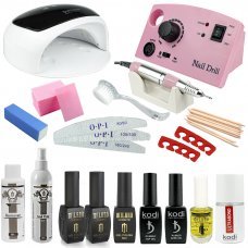 Набор мастера маникюра с гель-лаками, лампой SUN 4S PLUS и фрезером Nail Master ZS-602, 35000 об/35