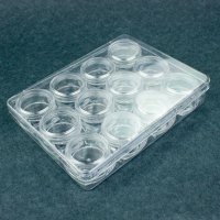 Набор баночек с квадратным дном 3г в контейнере (12шт)