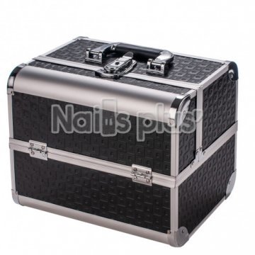Алюминиевый кейс для косметики черный квадрат