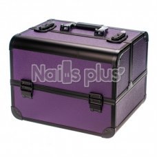 Профессиональный алюминиевый кейс для косметики фиолетовый с черным