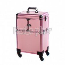 Чемодан профессиональный на колесах, розовый