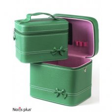 Набор косметичек 2в1 изумрудный с бантом