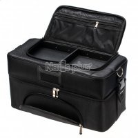 Профессиональный кейс для косметики с вынимающимся органайзером, черный тканевый