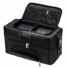 Профессиональный кейс для косметики с вынимающимся органайзером, черный тканевый