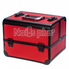 Профессиональный алюминиевый кейс для косметики красный матовый