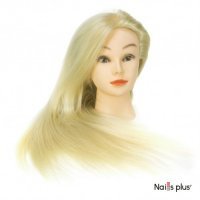 Голова учебная для причесок 30% натуральных волос,цвет белый