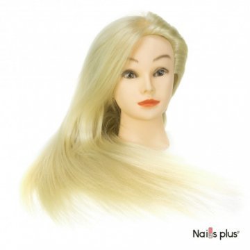 Голова учебная для причесок 30% натуральных волос,цвет белый