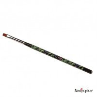 Кисть для геля №6 прямой ворс черная с цветочным принтом