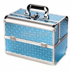 Профессиональный алюминиевый кейс для косметики Exclusive Series, квадрат синий