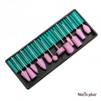 Набор насадок на фрезер розовых корундовых (12 шт.)