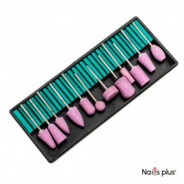 Набор насадок на фрезер розовых корундовых (12 шт.)