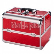 Алюминиевый кейс для косметики, красный крокодил