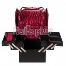 Бьюти Кейс для косметики, лаковый cherry crocodile