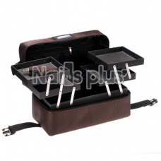 Профессиональный кейс для косметики с вынимающимся органайзером, шоколадный тканевый