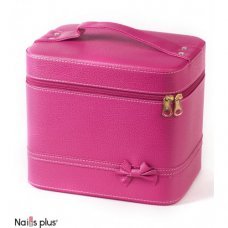 Набор косметичек 2 В 1 фуксия с бантом