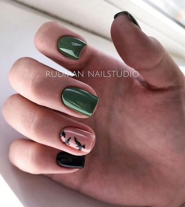 Зеленый маникюр: 80 фото новинок | Manicure, Green nails, Nail art designs